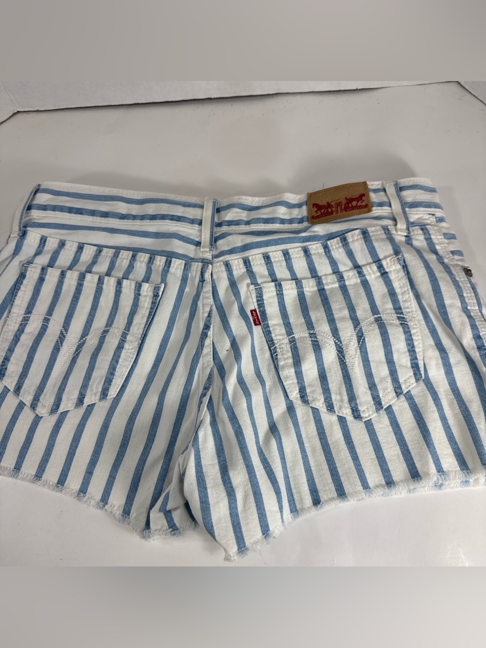 Levi's Blue & White Striped Denim Shorts